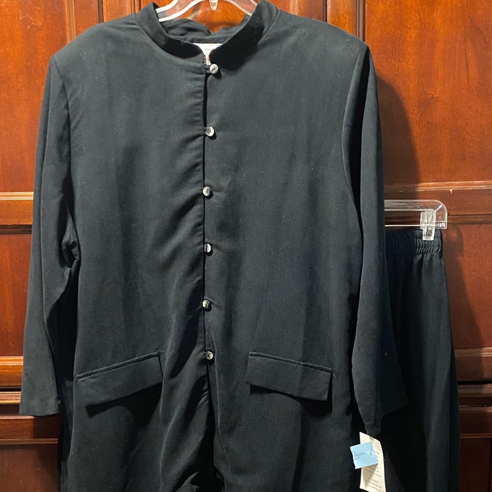 Simply French Black Button-Up Suit jacket with pants set size 24